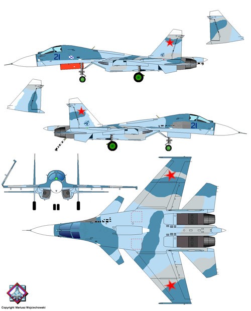 Với tiềm năng to lớn là một máy bay vừa có thể thực hiện nhiệm vụ cường kích, vừa có thể thực hiện nhiệm vụ tiêm kích, người Nga đã tìm cách chế tạo một chiếc Su-34 có thể sử dụng trên tàu sân bay. Vì lẽ đó, có một chiếc Su-34 được trang bị móc hãm đà như trên hình vẽ. Tuy nhiên, chưa có thêm nhiều thông tin về thiết kế này, ngoại trừ việc nó mới có một mẫu thử nghiệm.